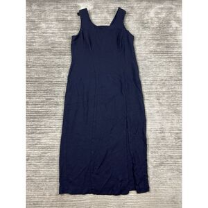 Studio C Dress Womens 16‎ Blue Sleeveless Rayon Blend Made in USA Maxi